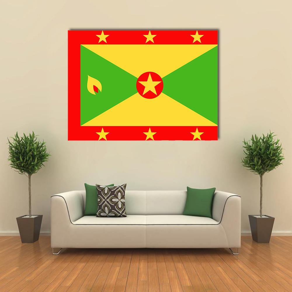 Grenada Flag Canvas Wall Art-1 Piece-Gallery Wrap-36" x 24"-Tiaracle
