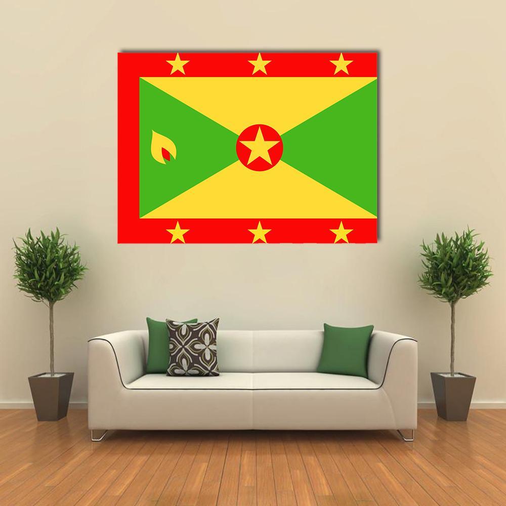 Grenada Flag Canvas Wall Art-4 Horizontal-Gallery Wrap-34" x 24"-Tiaracle