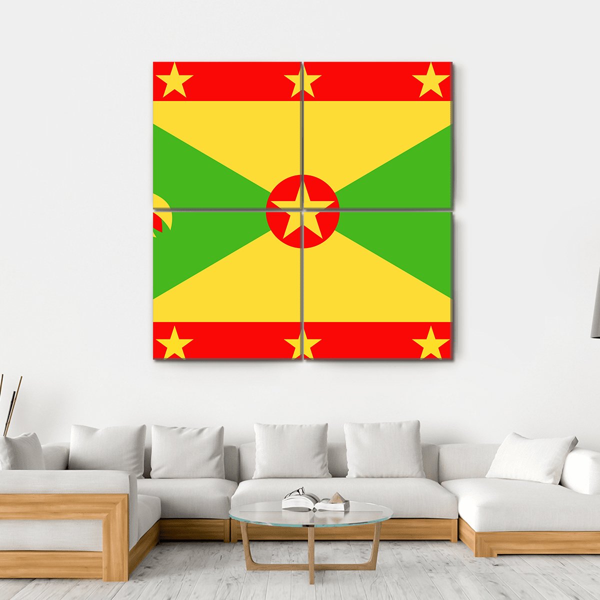 Grenada Flag Canvas Wall Art-4 Square-Gallery Wrap-17" x 17"-Tiaracle