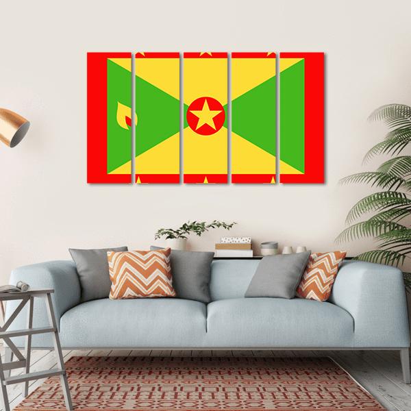 Grenada Flag Canvas Wall Art-5 Horizontal-Gallery Wrap-22" x 12"-Tiaracle