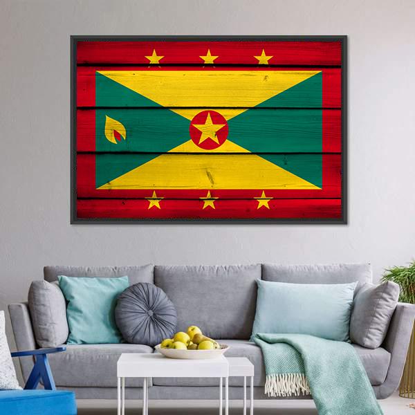 Grenada Flag Canvas Wall Art-5 Horizontal-Gallery Wrap-22" x 12"-Tiaracle