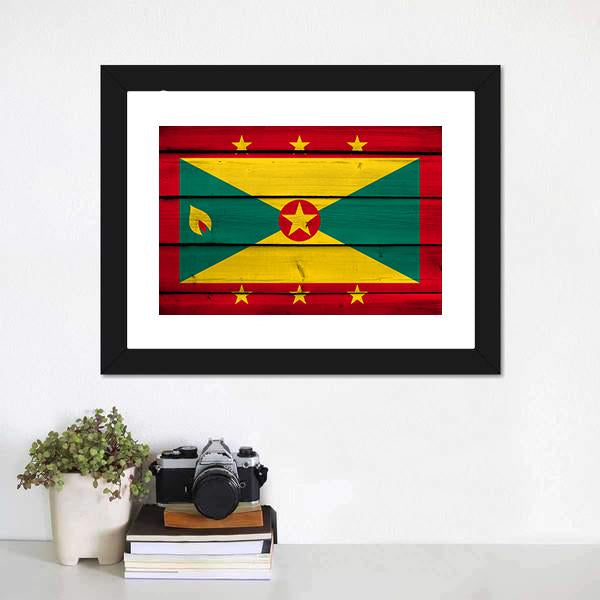 Grenada Flag Canvas Wall Art-1 Piece-Framed Print-20" x 16"-Tiaracle