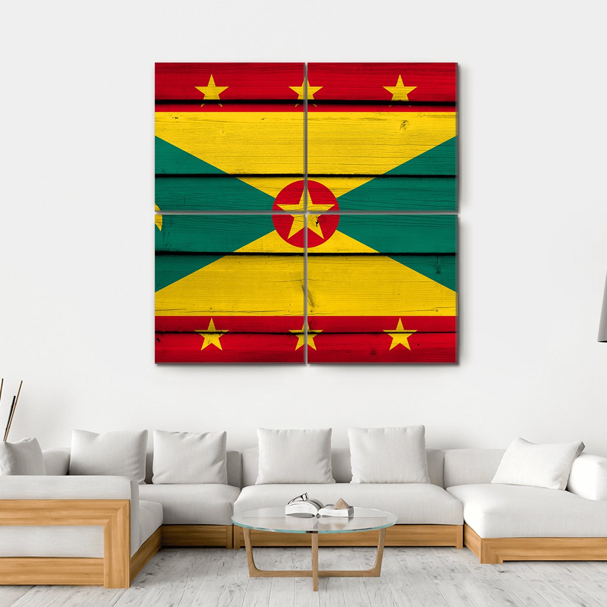 Grenada Flag Canvas Wall Art-4 Square-Gallery Wrap-17" x 17"-Tiaracle