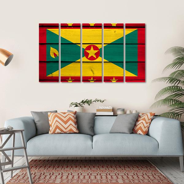 Grenada Flag Canvas Wall Art-5 Horizontal-Gallery Wrap-22" x 12"-Tiaracle