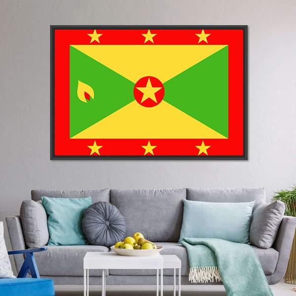 Grenada Flag Vertical Canvas Wall Art-3 Vertical-Gallery Wrap-12" x 25"-Tiaracle
