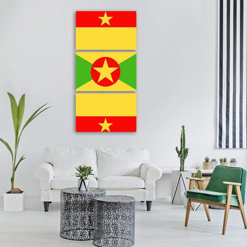 Grenada Flag Vertical Canvas Wall Art-3 Vertical-Gallery Wrap-12" x 25"-Tiaracle