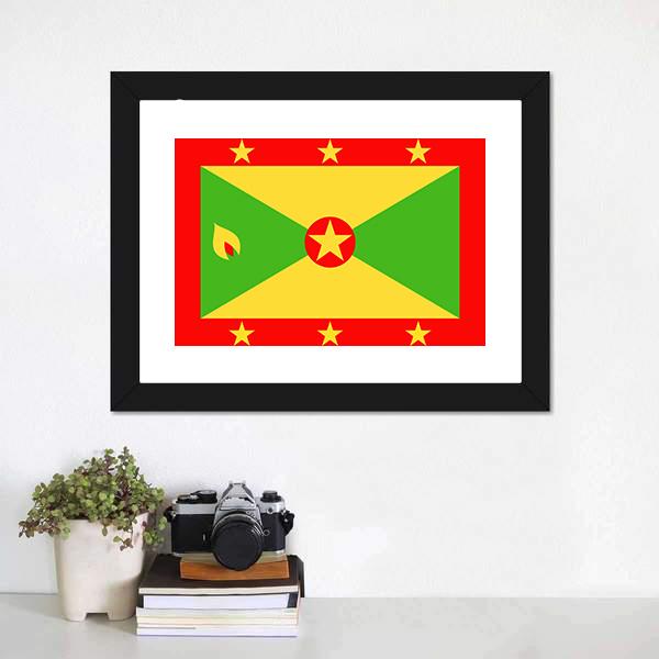 Grenada Flag Vertical Canvas Wall Art-3 Vertical-Gallery Wrap-12" x 25"-Tiaracle