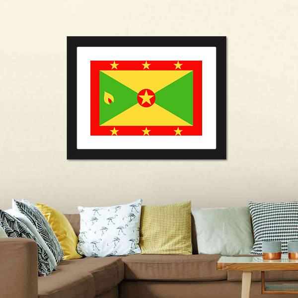 Grenada Flag Vertical Canvas Wall Art-3 Vertical-Gallery Wrap-12" x 25"-Tiaracle