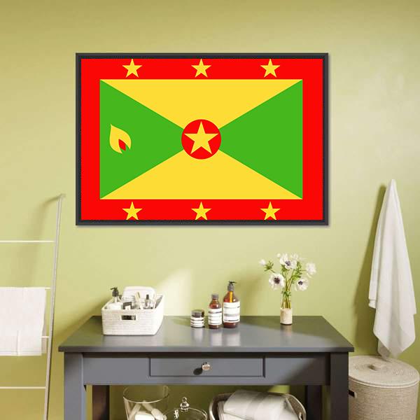 Grenada Flag Vertical Canvas Wall Art-3 Vertical-Gallery Wrap-12" x 25"-Tiaracle