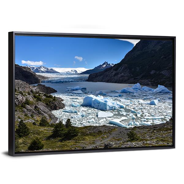 Grey Glacier Chile Canvas Wall Art-3 Horizontal-Gallery Wrap-25" x 16"-Tiaracle