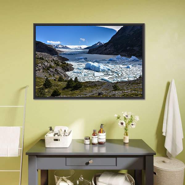 Grey Glacier Chile Canvas Wall Art-1 Piece-Floating Frame-24" x 16"-Tiaracle