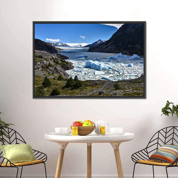Grey Glacier Chile Canvas Wall Art-3 Horizontal-Gallery Wrap-25" x 16"-Tiaracle