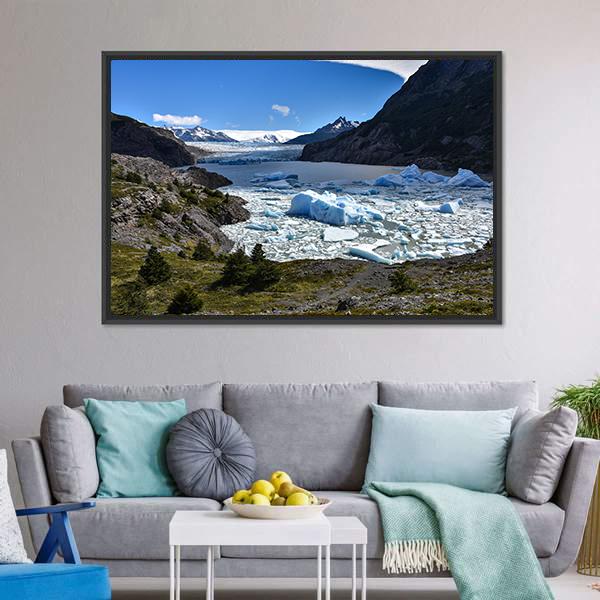 Grey Glacier Chile Canvas Wall Art-3 Horizontal-Gallery Wrap-25" x 16"-Tiaracle