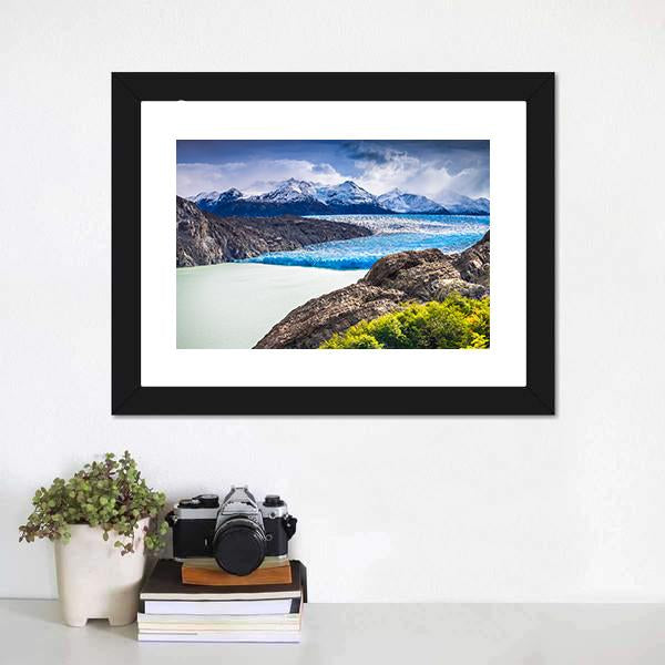 Grey Glacier In Chile Canvas Wall Art-1 Piece-Framed Print-20" x 16"-Tiaracle