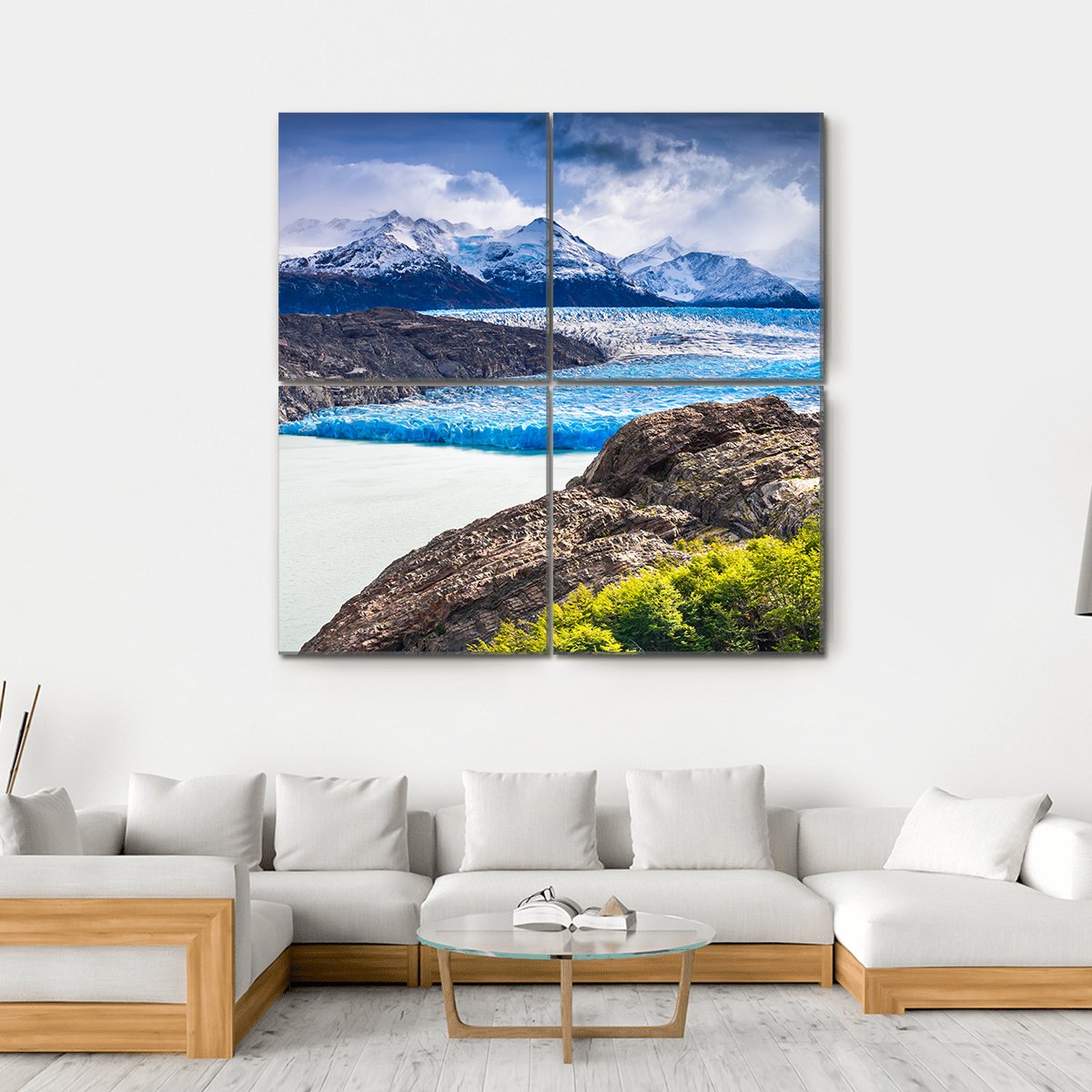 Grey Glacier In Chile Canvas Wall Art-4 Square-Gallery Wrap-17" x 17"-Tiaracle