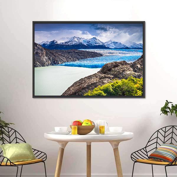 Grey Glacier In Chile Canvas Wall Art-3 Horizontal-Gallery Wrap-25" x 16"-Tiaracle