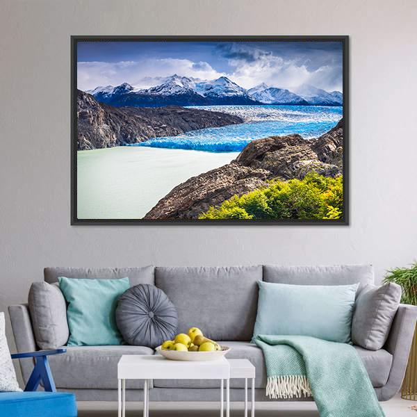 Grey Glacier In Chile Canvas Wall Art-3 Horizontal-Gallery Wrap-25" x 16"-Tiaracle