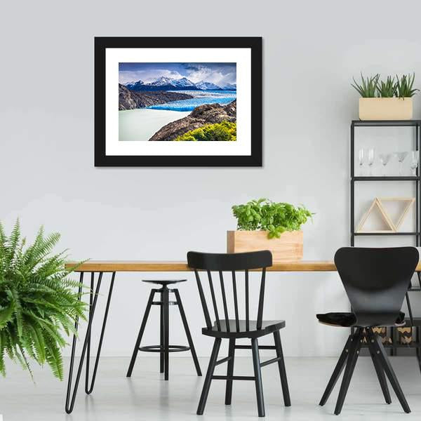 Grey Glacier In Chile Canvas Wall Art-3 Horizontal-Gallery Wrap-25" x 16"-Tiaracle