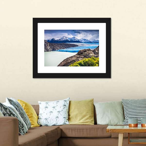 Grey Glacier In Chile Canvas Wall Art-3 Horizontal-Gallery Wrap-25" x 16"-Tiaracle