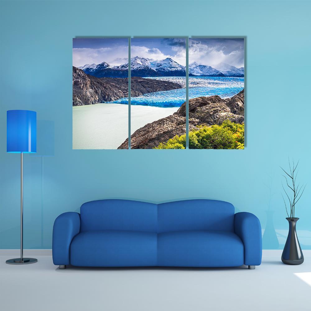 Grey Glacier In Chile Canvas Wall Art-3 Horizontal-Gallery Wrap-37" x 24"-Tiaracle