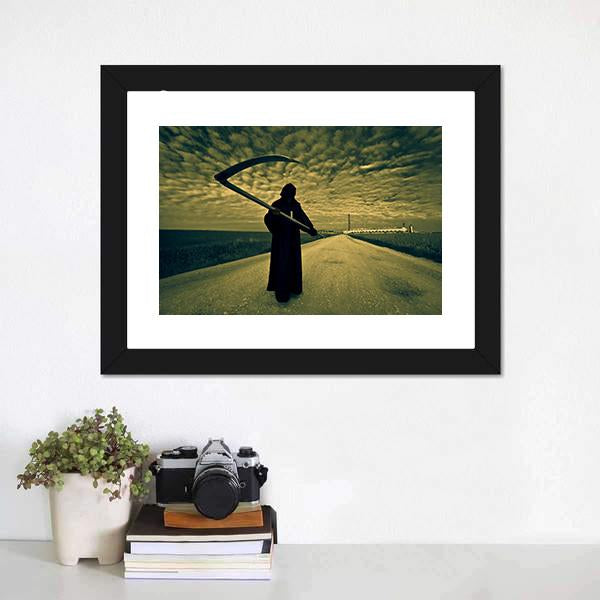 Grim Reaper Canvas Wall Art-1 Piece-Framed Print-20" x 16"-Tiaracle