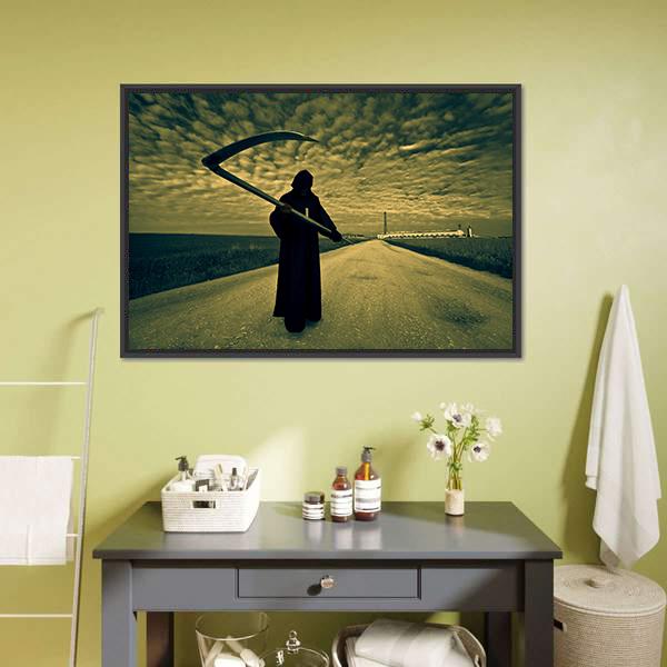 Grim Reaper Canvas Wall Art-1 Piece-Floating Frame-24" x 16"-Tiaracle