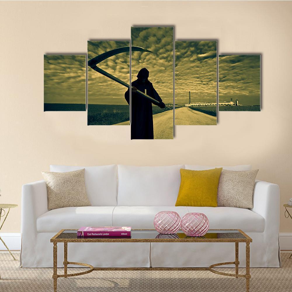 Grim Reaper Canvas Wall Art-5 Star-Gallery Wrap-62" x 32"-Tiaracle