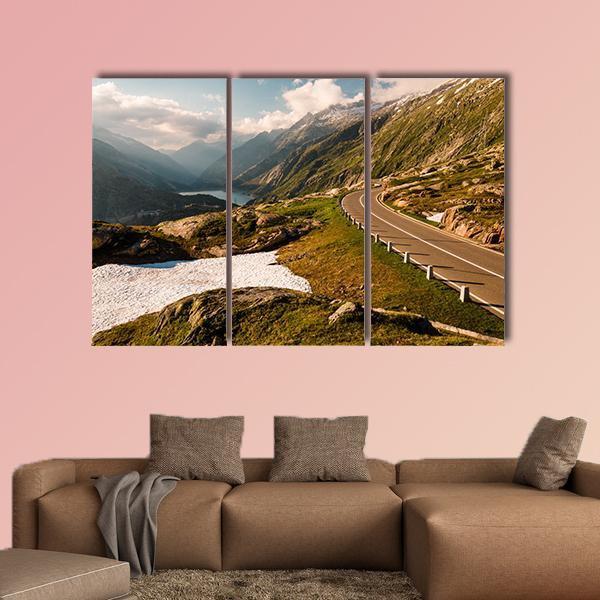 Grimselpass With Road Canvas Wall Art-3 Horizontal-Gallery Wrap-37" x 24"-Tiaracle