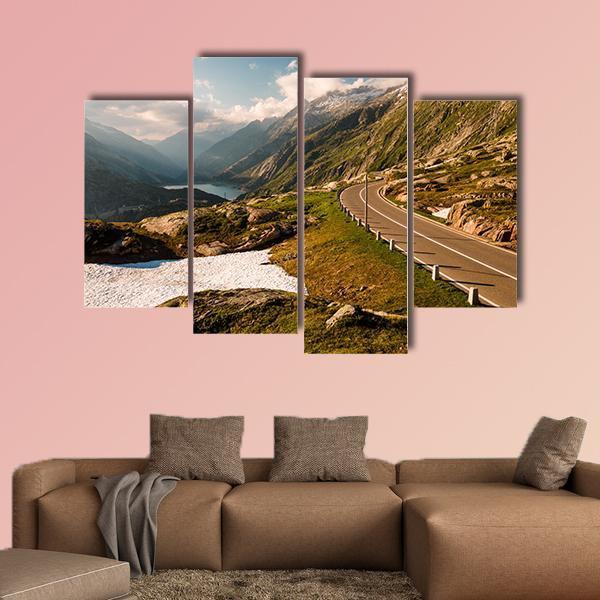 Grimselpass With Road Canvas Wall Art-4 Pop-Gallery Wrap-50" x 32"-Tiaracle