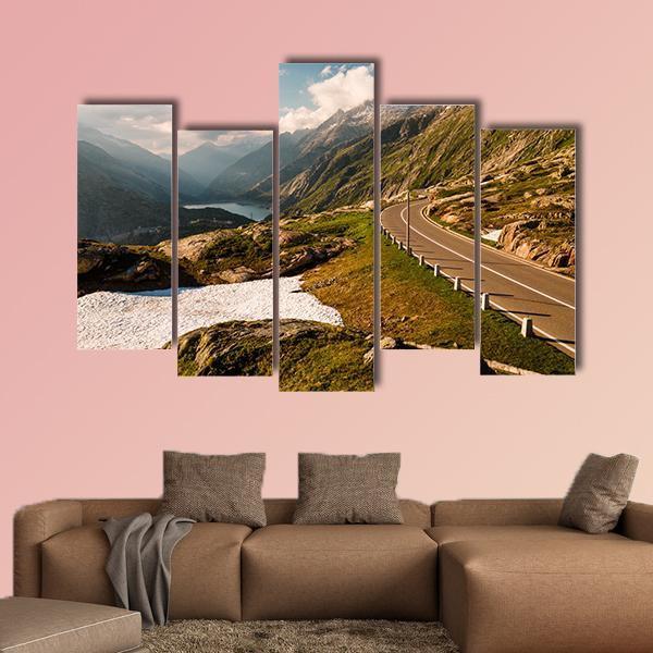 Grimselpass With Road Canvas Wall Art-5 Pop-Gallery Wrap-47" x 32"-Tiaracle