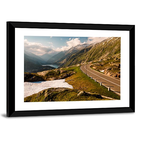 Grimselpass With Road Canvas Wall Art-5 Horizontal-Gallery Wrap-22" x 12"-Tiaracle