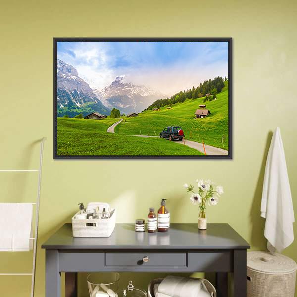 Grindelwald Switzerland Canvas Wall Art-1 Piece-Floating Frame-24" x 16"-Tiaracle