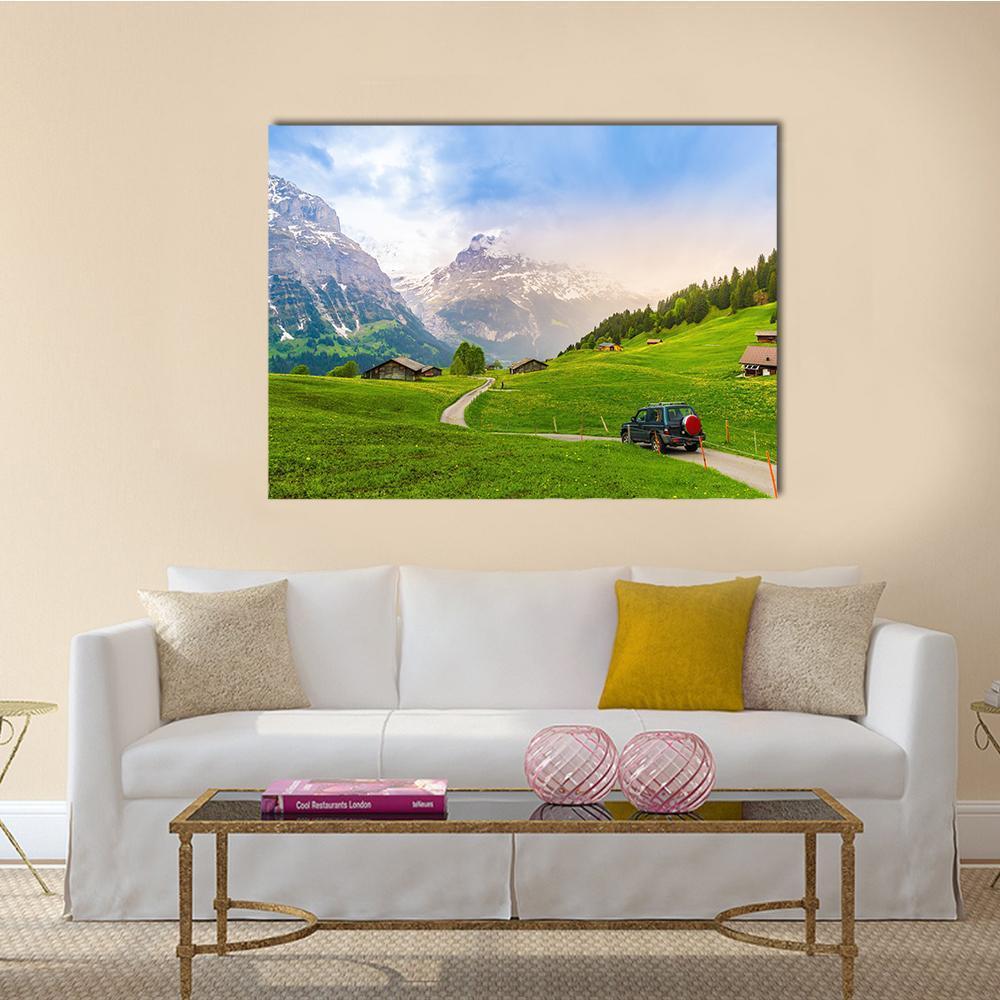 Grindelwald Switzerland Canvas Wall Art-4 Pop-Gallery Wrap-50" x 32"-Tiaracle