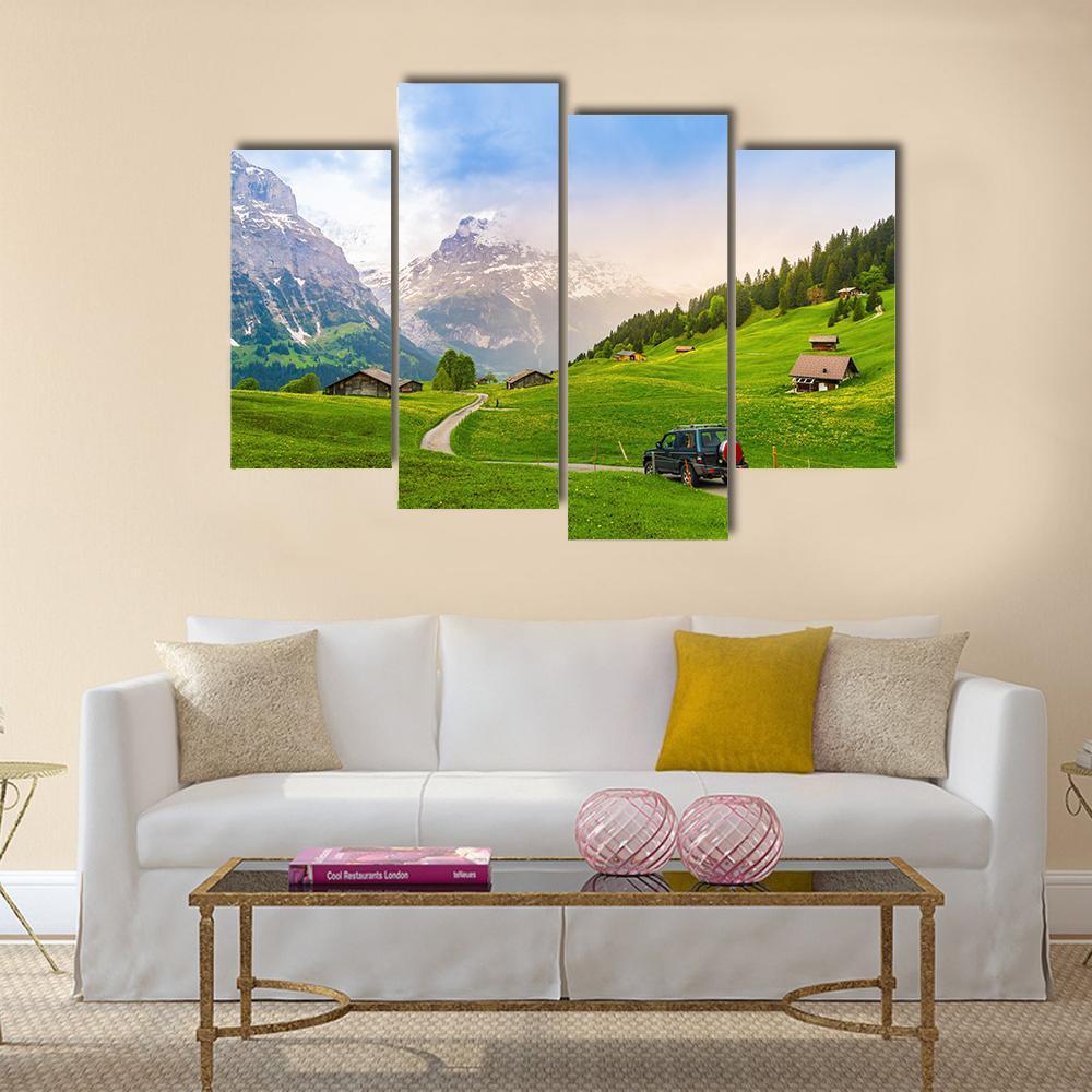 Grindelwald Switzerland Canvas Wall Art-4 Pop-Gallery Wrap-50" x 32"-Tiaracle