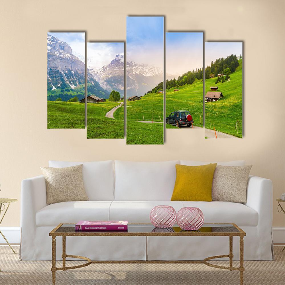 Grindelwald Switzerland Canvas Wall Art-5 Pop-Gallery Wrap-47" x 32"-Tiaracle