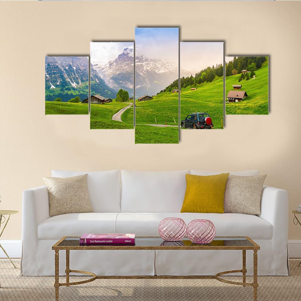 Grindelwald Switzerland Canvas Wall Art-5 Star-Gallery Wrap-62" x 32"-Tiaracle