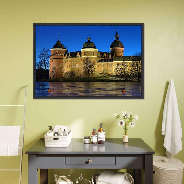 Gripsholm Castle Sweden Canvas Wall Art-1 Piece-Floating Frame-24" x 16"-Tiaracle