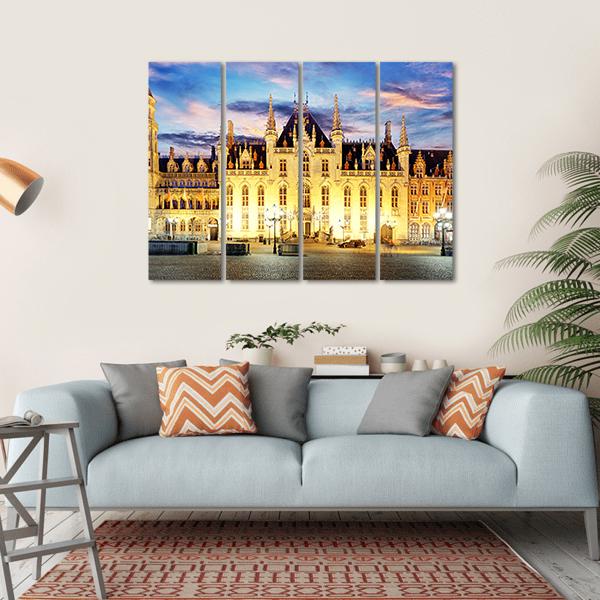 Grote Markt Square In Bruges Canvas Wall Art-4 Horizontal-Gallery Wrap-34" x 24"-Tiaracle