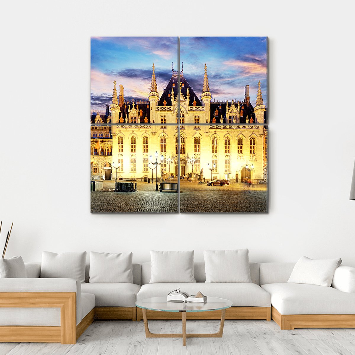 Grote Markt Square In Bruges Canvas Wall Art-4 Square-Gallery Wrap-17" x 17"-Tiaracle
