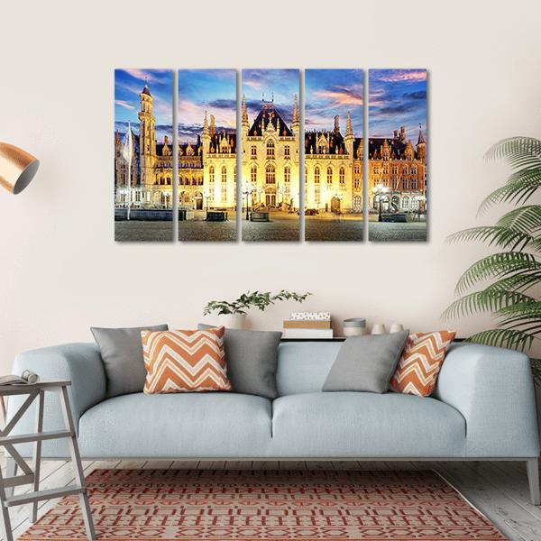 Grote Markt Square In Bruges Canvas Wall Art-5 Horizontal-Gallery Wrap-22" x 12"-Tiaracle