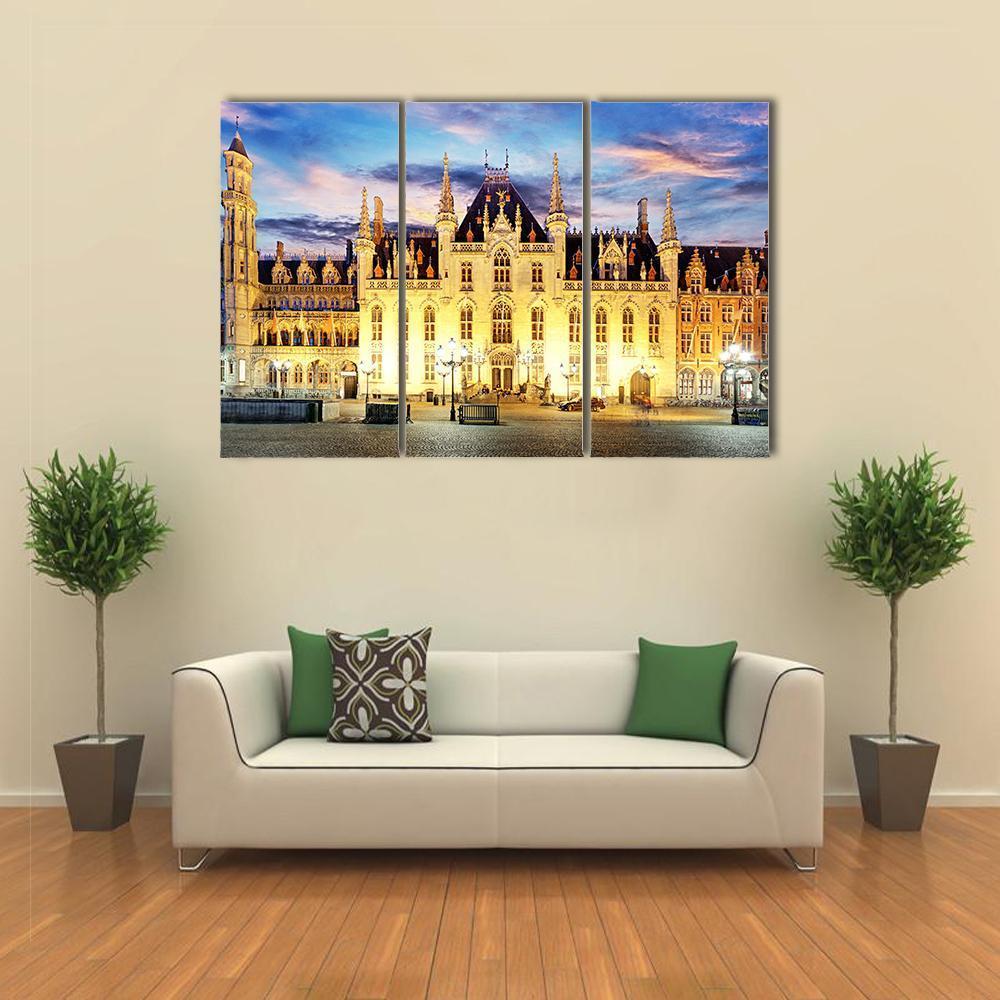Grote Markt Square In Bruges Canvas Wall Art-3 Horizontal-Gallery Wrap-37" x 24"-Tiaracle