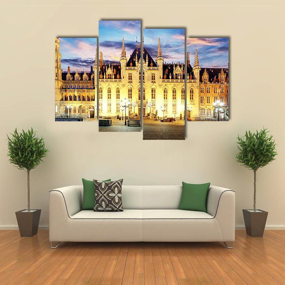 Grote Markt Square In Bruges Canvas Wall Art-4 Pop-Gallery Wrap-50" x 32"-Tiaracle