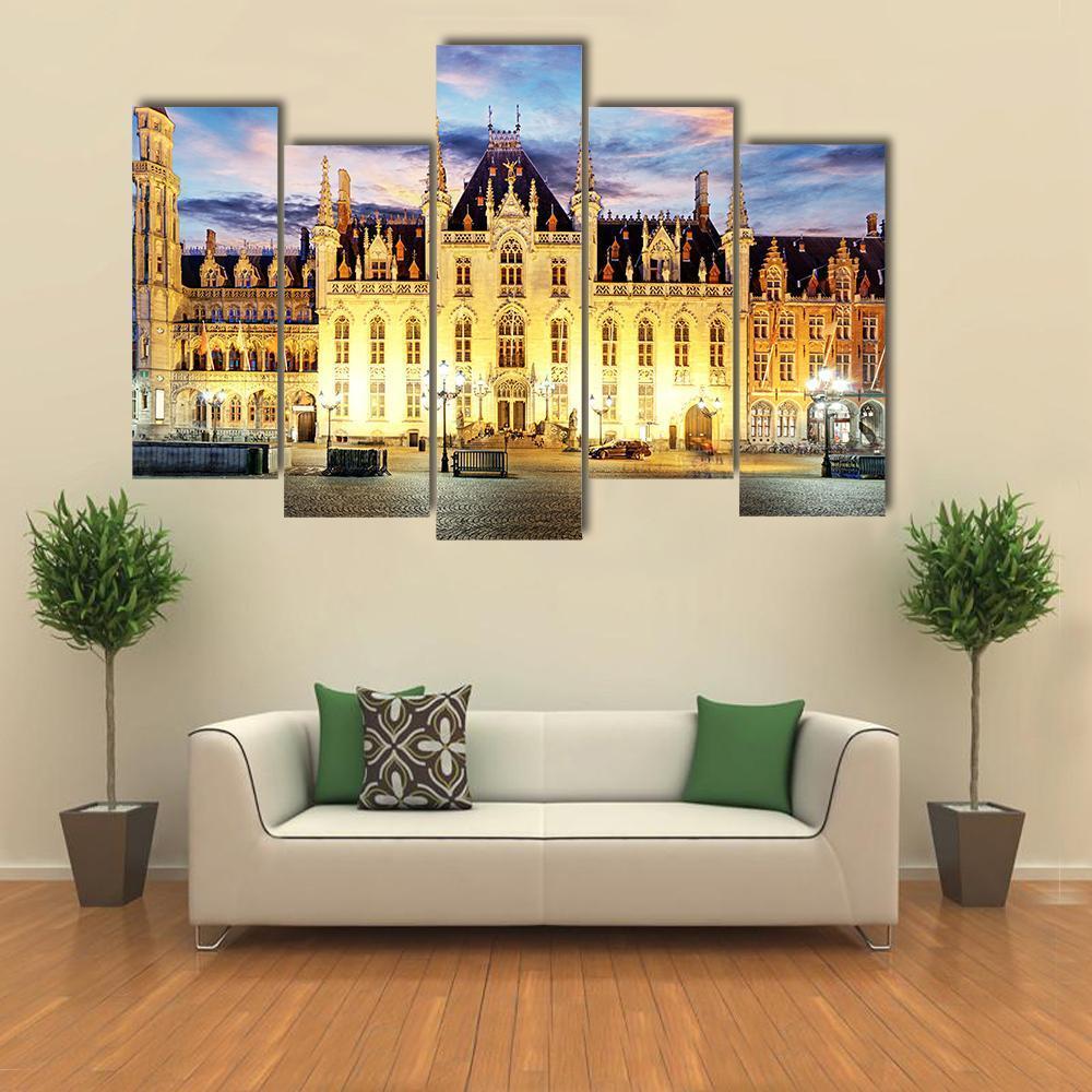 Grote Markt Square In Bruges Canvas Wall Art-5 Pop-Gallery Wrap-47" x 32"-Tiaracle