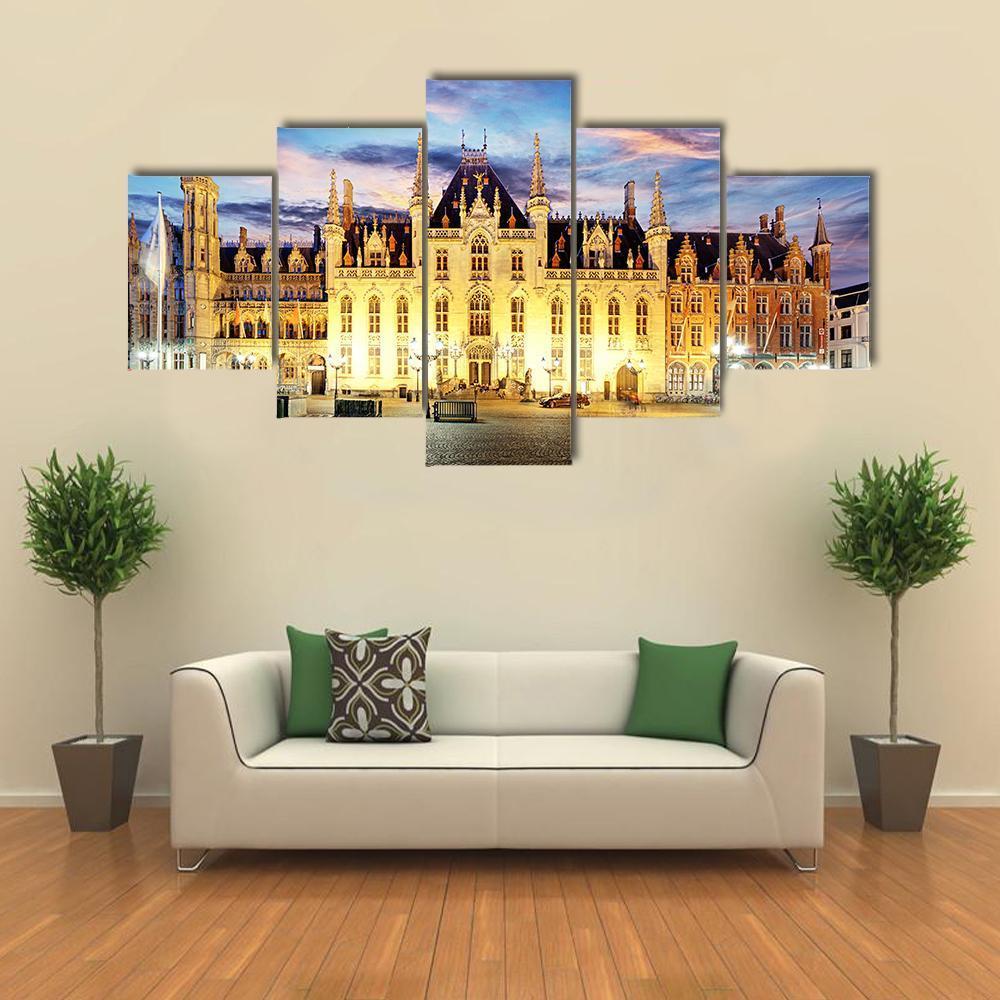 Grote Markt Square In Bruges Canvas Wall Art-5 Pop-Gallery Wrap-47" x 32"-Tiaracle