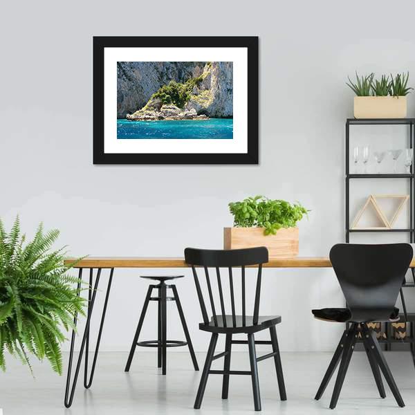Grotto In Capri With Crystal Blue Water Canvas Wall Art-3 Horizontal-Gallery Wrap-25" x 16"-Tiaracle