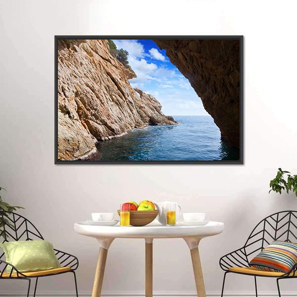Grotto In Coast Canvas Wall Art-3 Horizontal-Gallery Wrap-25" x 16"-Tiaracle