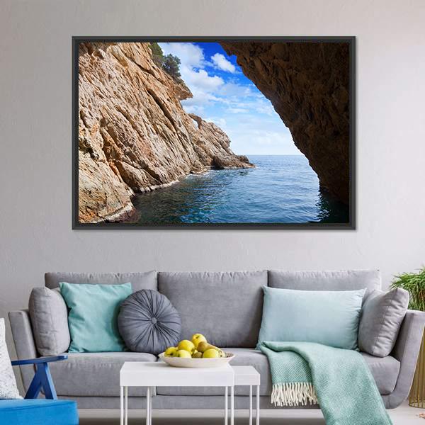 Grotto In Coast Canvas Wall Art-3 Horizontal-Gallery Wrap-25" x 16"-Tiaracle