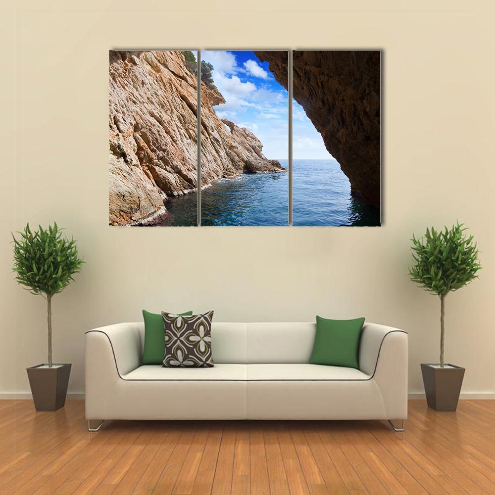 Grotto In Coast Canvas Wall Art-3 Horizontal-Gallery Wrap-37" x 24"-Tiaracle