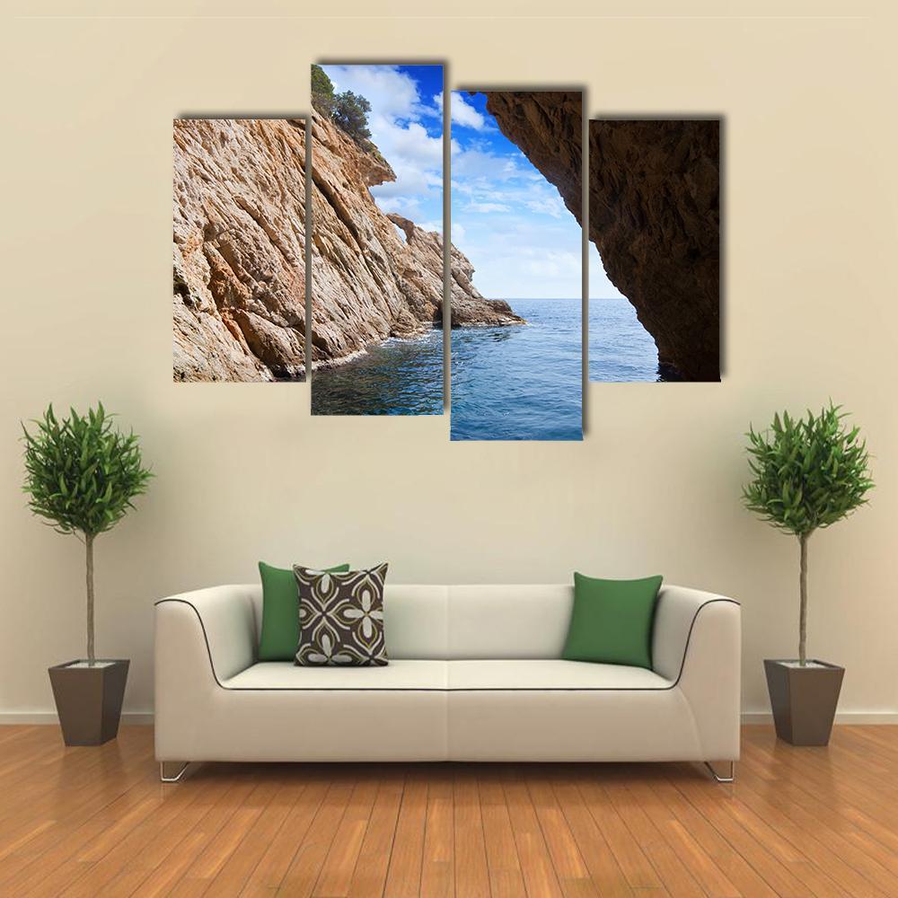 Grotto In Coast Canvas Wall Art-4 Pop-Gallery Wrap-50" x 32"-Tiaracle