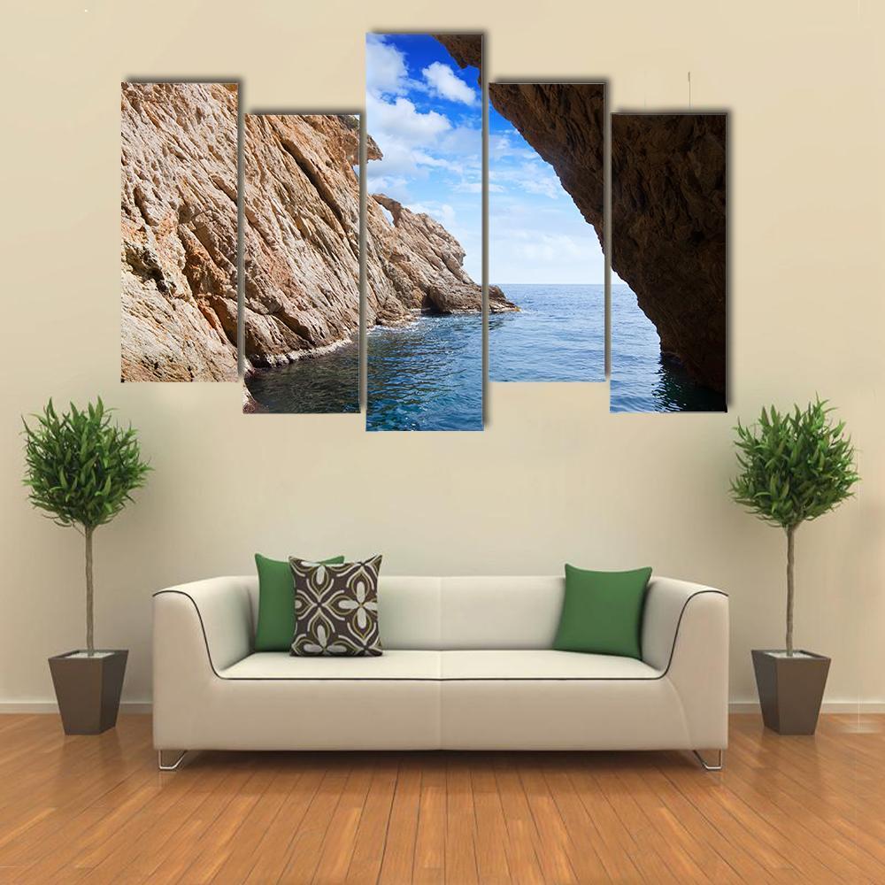 Grotto In Coast Canvas Wall Art-5 Pop-Gallery Wrap-47" x 32"-Tiaracle
